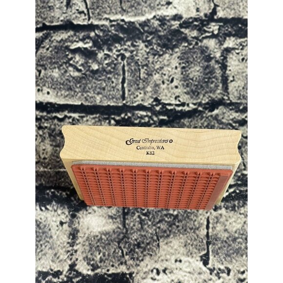 Great Impressions PLAID PATTERN Wood Mount Rubber Stamp #K82 - Picture 3 of 8